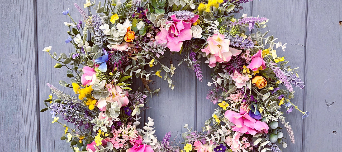 Meuva Spring wreath, winter jasmine, mother's day, carnation wreath, door  ring day Lilacs Artificial Flowers Mum Flowers Artificial Artificial  Flowers Outdoor 